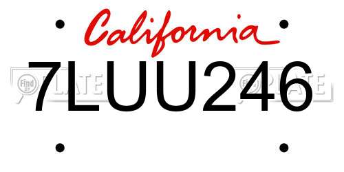 7LUU246 California License Plate