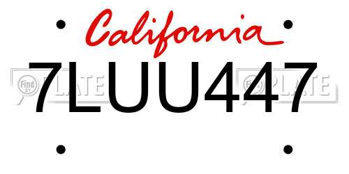 7LUU447 California License Plate
