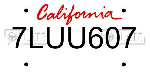 7LUU607 California License Plate
