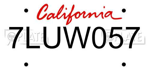7LUW057 California License Plate