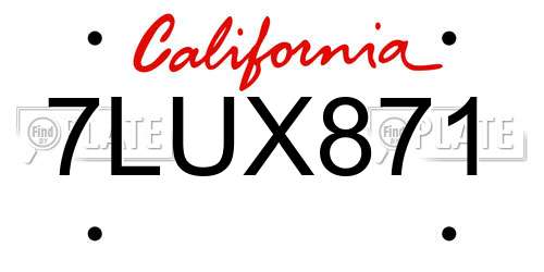 7LUX871 California License Plate