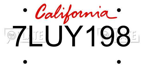 7LUY198 California License Plate