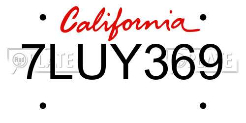 7LUY369 California License Plate