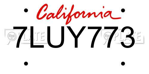 7LUY773 California License Plate