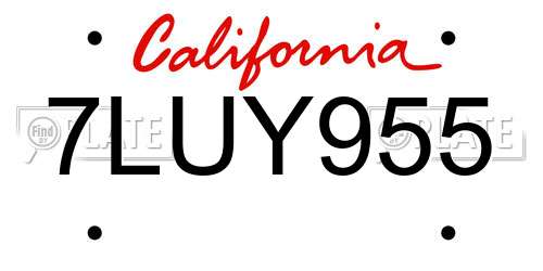 7LUY955 California License Plate