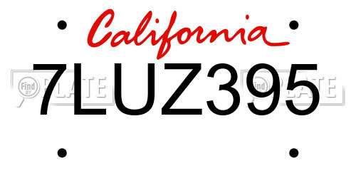 7LUZ395 California License Plate