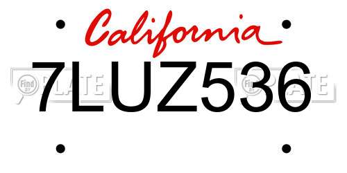 7LUZ536 California License Plate