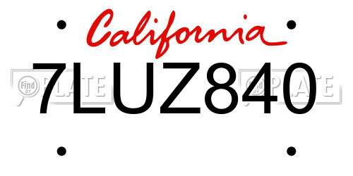 7LUZ840 California License Plate