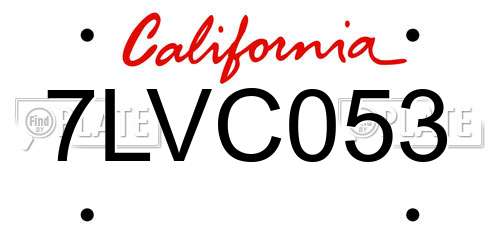 7LVC053 California License Plate