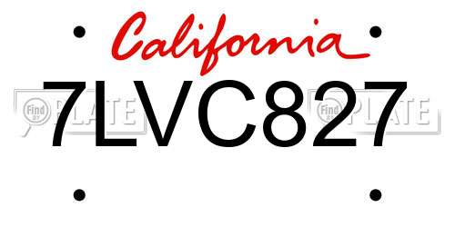 7LVC827 California License Plate