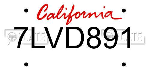 7LVD891 California License Plate