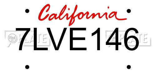 7LVE146 California License Plate