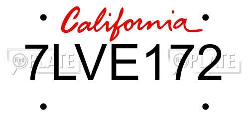 7LVE172 California License Plate