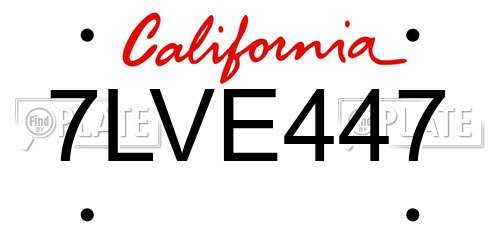 7LVE447 California License Plate