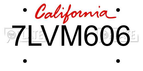 7LVM606 California License Plate