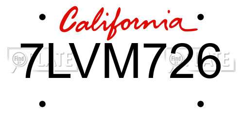 7LVM726 California License Plate