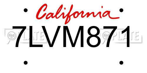 7LVM871 California License Plate