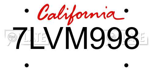 7LVM998 California License Plate