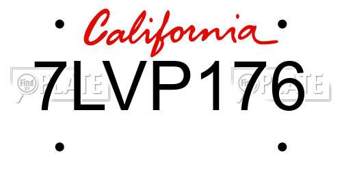 7LVP176 California License Plate