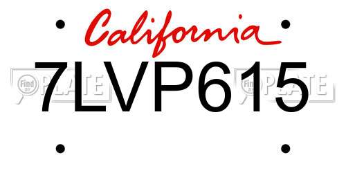 7LVP615 California License Plate