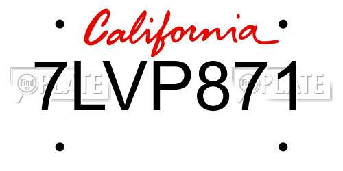 7LVP871 California License Plate