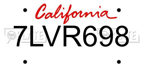 7LVR698 California License Plate