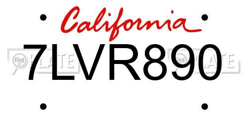 7LVR890 California License Plate