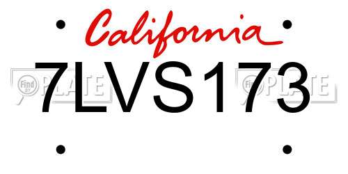 7LVS173 California License Plate