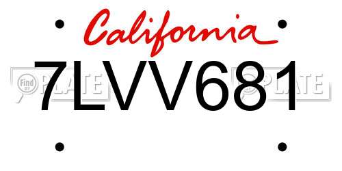 7LVV681 California License Plate