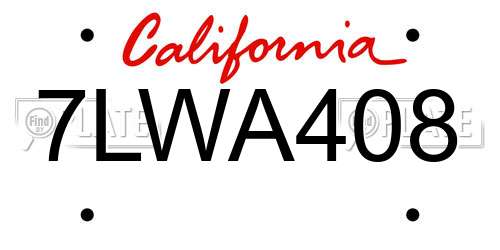 7LWA408 California License Plate