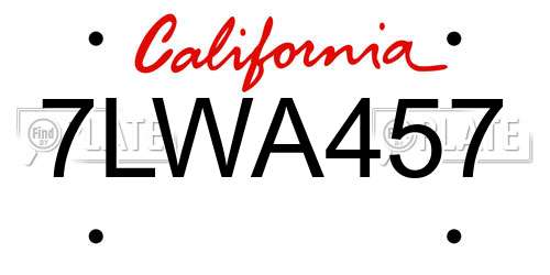 7LWA457 California License Plate