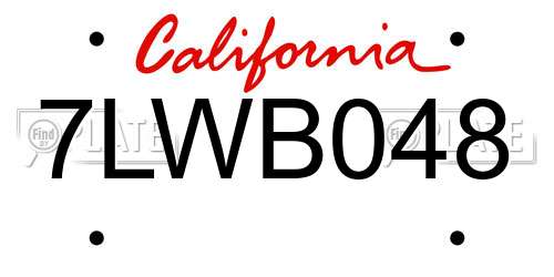 7LWB048 California License Plate