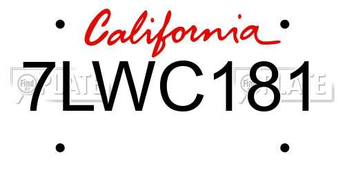 7LWC181 California License Plate