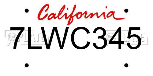 7LWC345 California License Plate