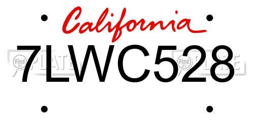 7LWC528 California License Plate