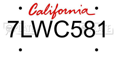 7LWC581 California License Plate