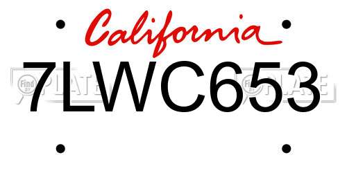 7LWC653 California License Plate