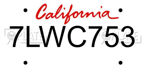 7LWC753 California License Plate