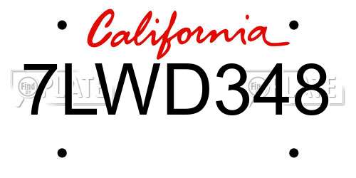 7LWD348 California License Plate