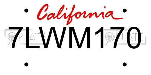 7LWM170 California License Plate