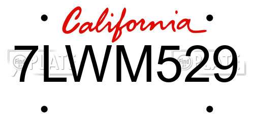 7LWM529 California License Plate