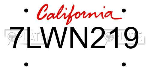 7LWN219 California License Plate