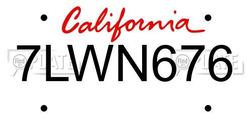 7LWN676 California License Plate