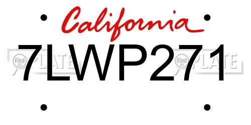 7LWP271 California License Plate