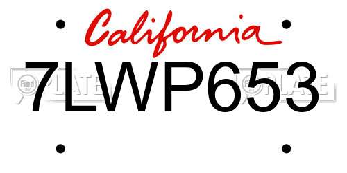 7LWP653 California License Plate