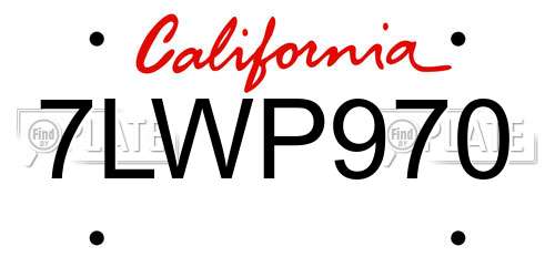 7LWP970 California License Plate