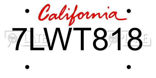 7LWT818 California License Plate