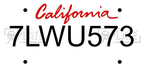 7LWU573 California License Plate