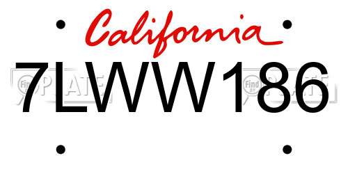 7LWW186 California License Plate
