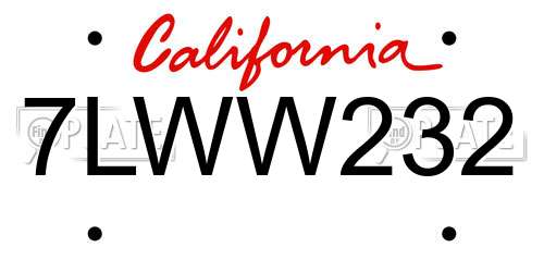 7LWW232 California License Plate